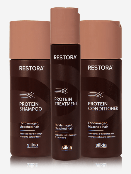 Restora Treatment Set has everything you need for healthy and moisturised hair. It contains the Restora Protein Shampoo, Restora Protein Treatment and Restora Protein Conditioner.